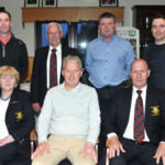 Competition sponsored by Pat Lane Shoes. Competition sponsored by Pat Lane Shoes. (Back) Kenny Fahy, Mark Curley (Captain), Gerry Bodkin, Morgan Lynch. (Front) Dolores Campbell (Lady Captain), Joe Mullaly (Winner) and Michael Cullen (President).